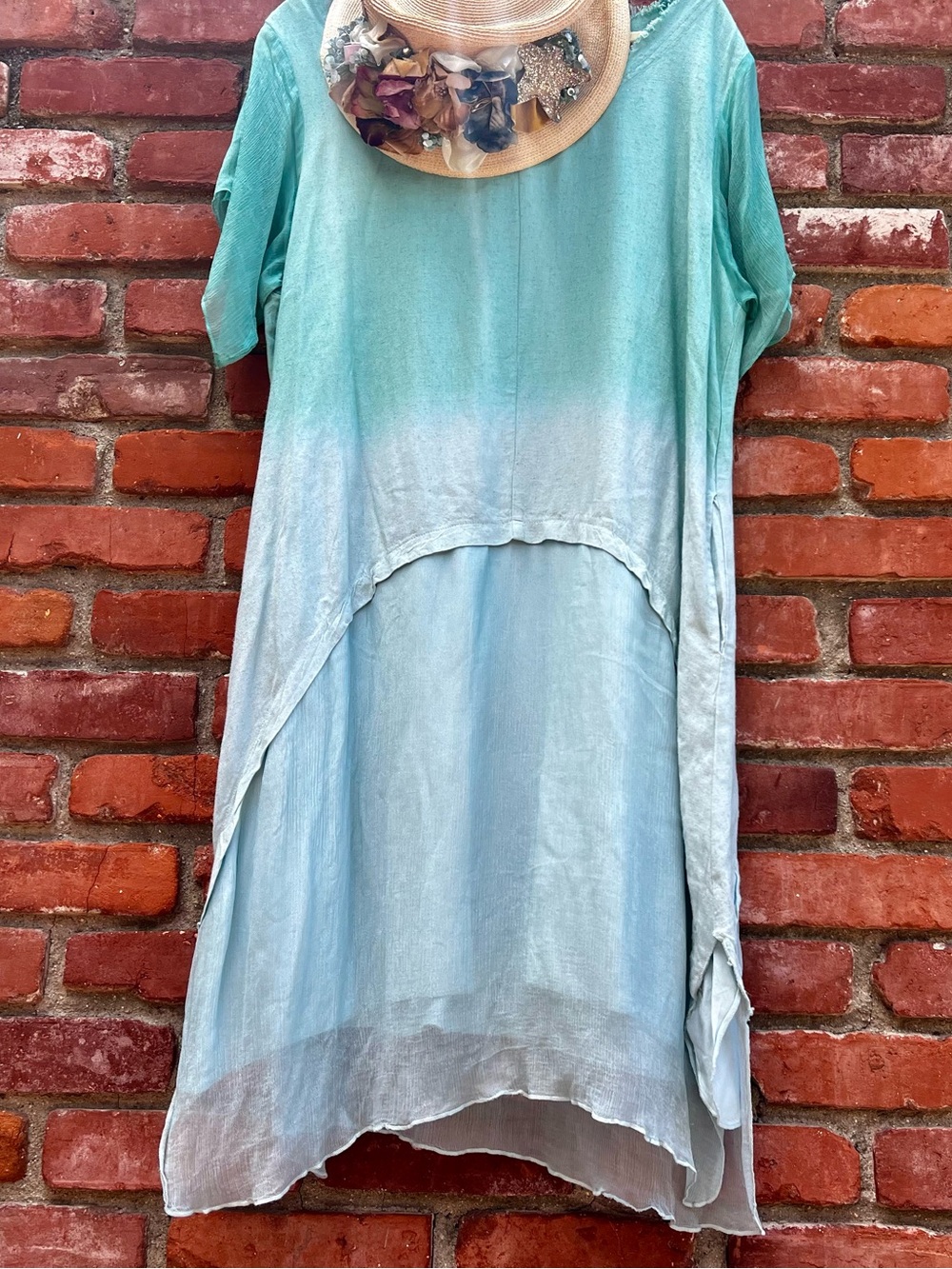 A Rare Bird Teal and White Ombre Dress Shift Tunic